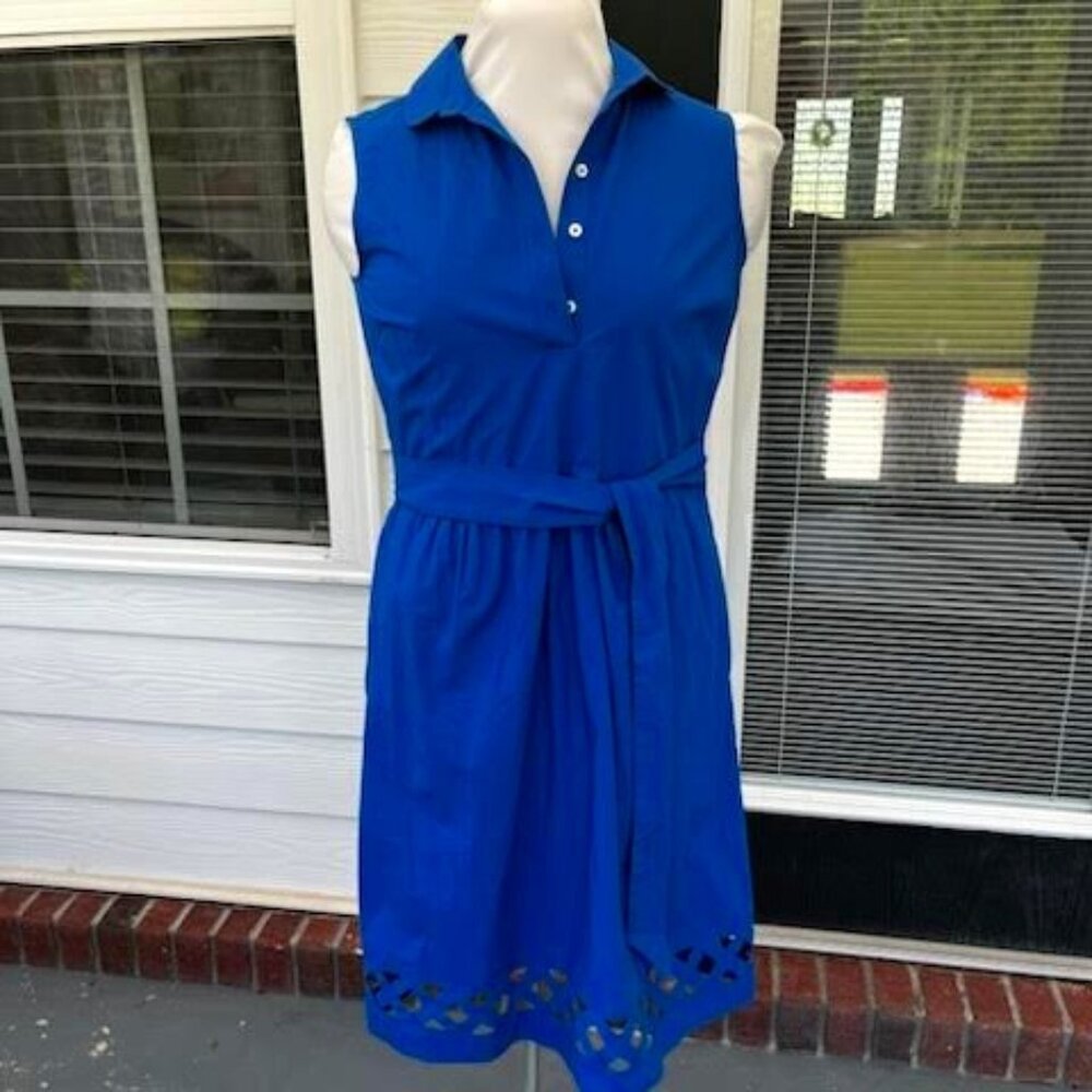 NWT Brooks Brothers Sleeveless Midi Dress Women's 4 Blue Career Office